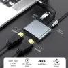 Laptop Extend Dual Screen Display Cellphone USB C Hubs, Type C to Dual HDMI 4K HDTV USB3.0 PD Charge Docking Station For Macbook